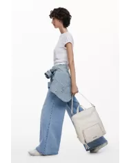 Desigual Zaino borsa cuciture colorate Bianco