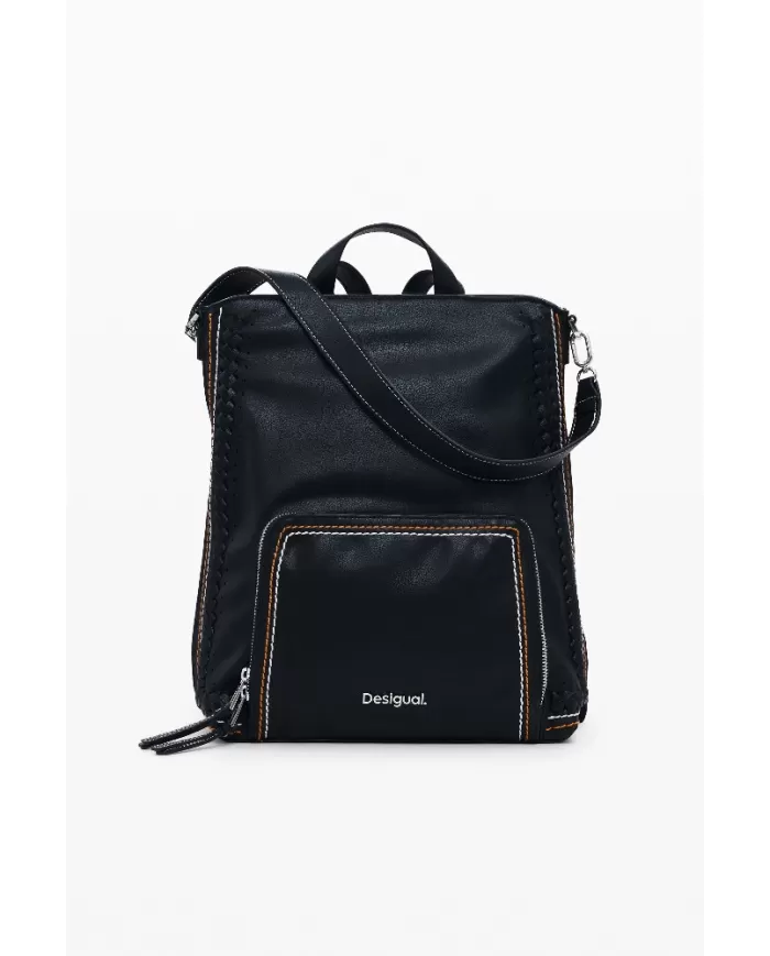 Desigual Zaino borsa cuciture colorate Nero