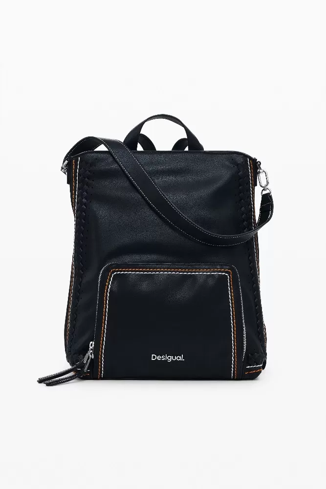 Desigual Zaino borsa cuciture colorate Nero - Picture 2 of 8