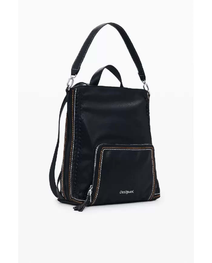 Desigual Zaino borsa cuciture colorate Nero