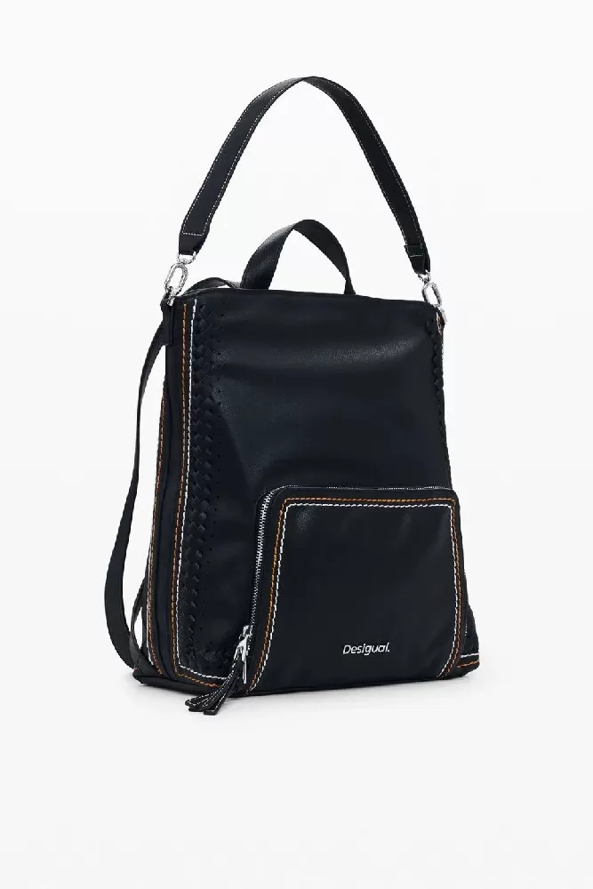 Desigual Zaino borsa cuciture colorate Nero - Picture 3 of 8