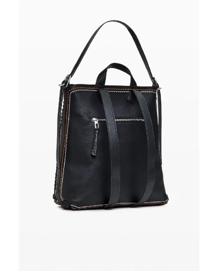 Desigual Zaino borsa cuciture colorate Nero