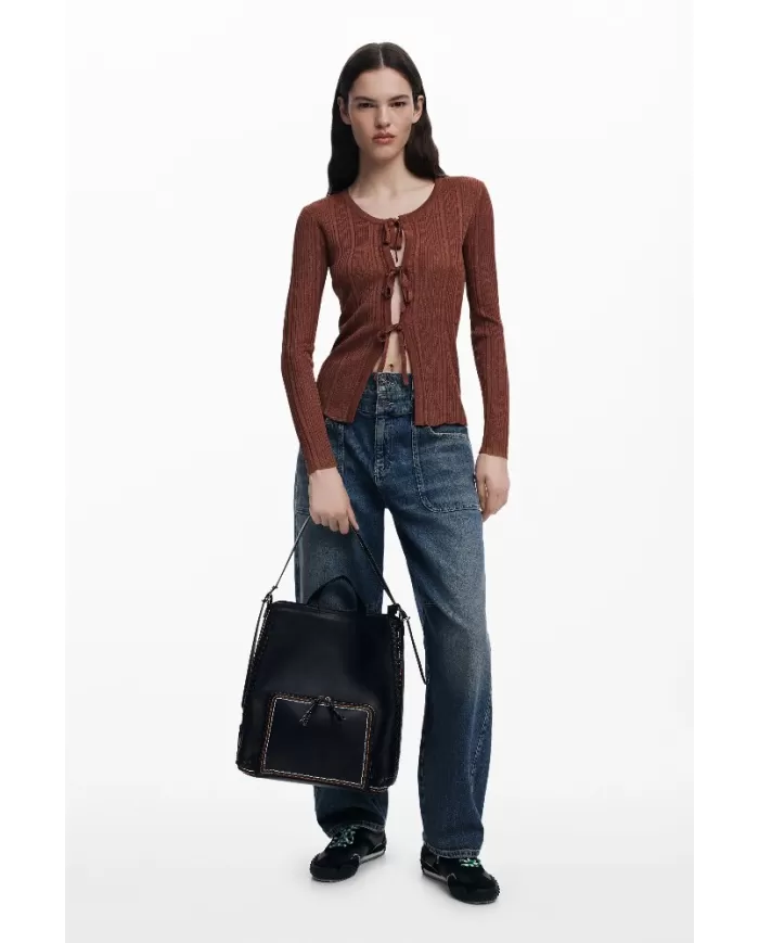 Desigual Zaino borsa cuciture colorate Nero