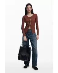 Desigual Zaino borsa cuciture colorate Nero