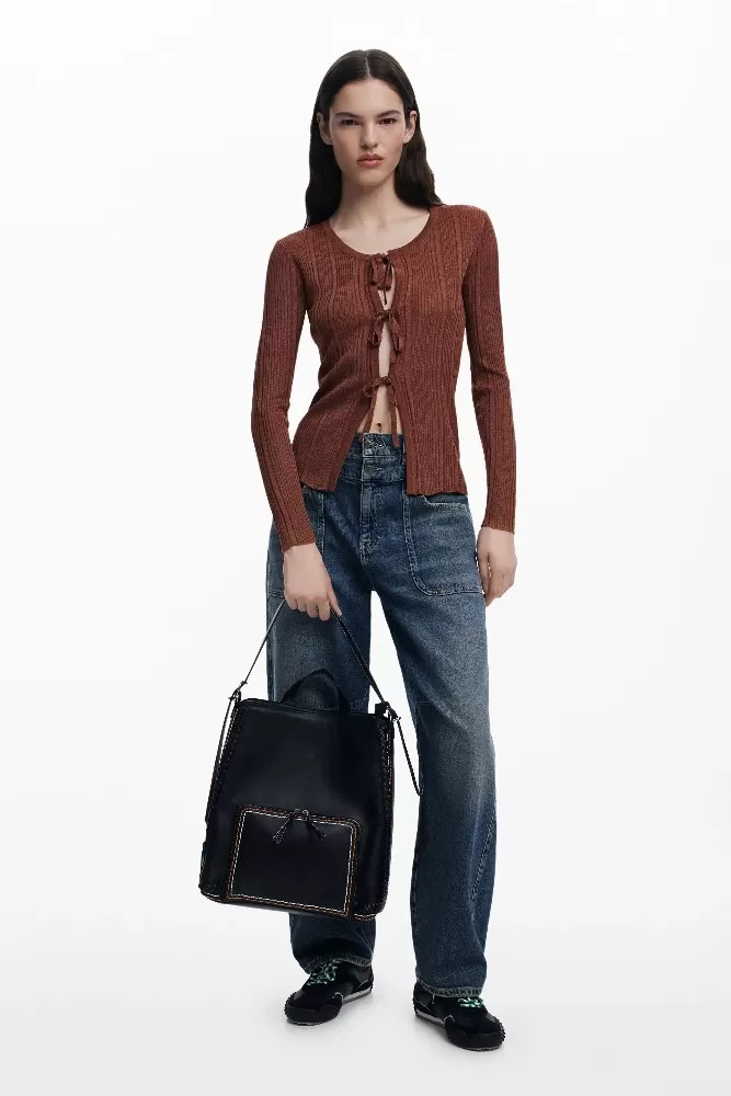 Desigual Zaino borsa cuciture colorate Nero - Picture 7 of 8