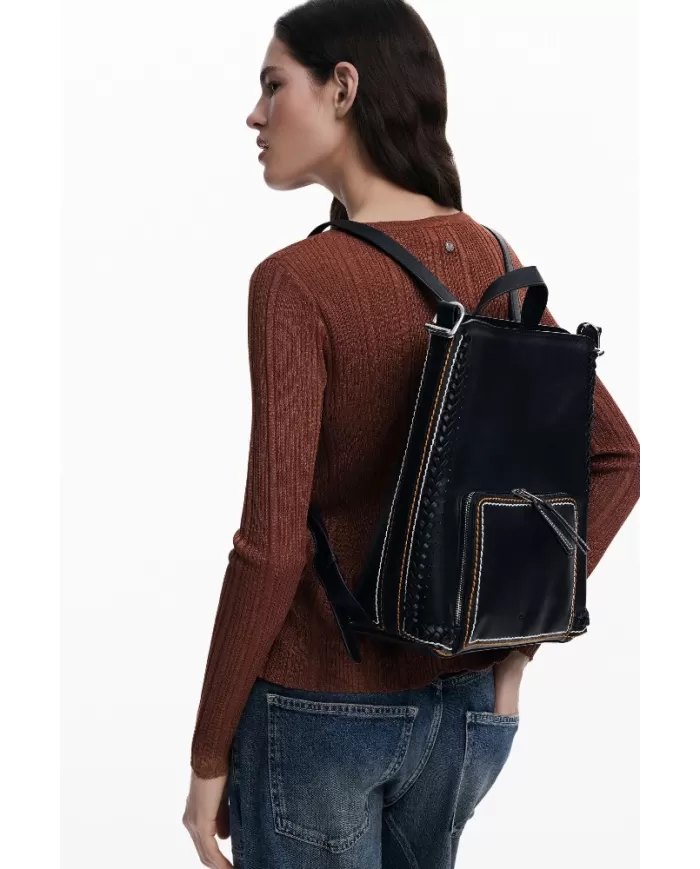 Desigual Zaino borsa cuciture colorate Nero