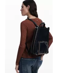 Desigual Zaino borsa cuciture colorate Nero