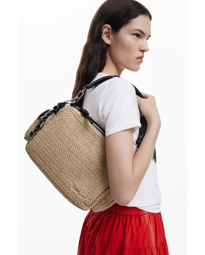 Desigual Borsa tracolla in rafia Bianco
