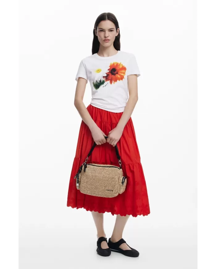 Desigual Borsa tracolla in rafia Bianco