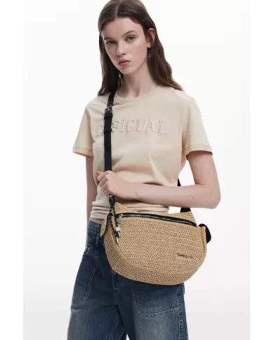 Desigual Borsa tracolla in rafia Bianco