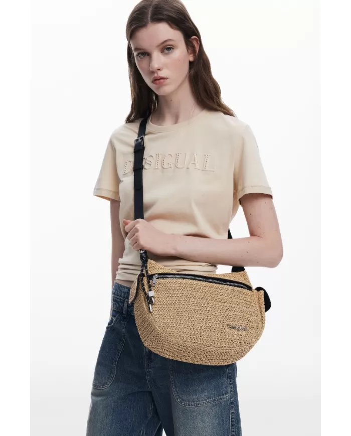 Desigual Borsa tracolla in rafia Bianco