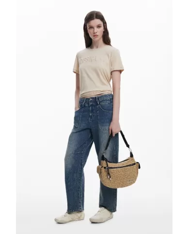 Desigual Borsa tracolla in rafia Bianco