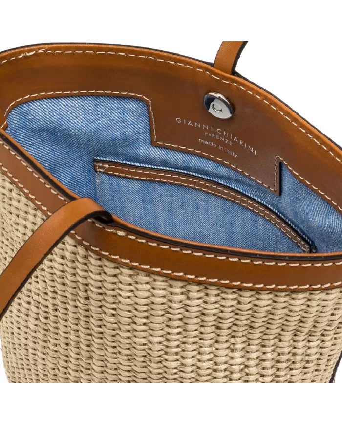 Gianni Chiarini Borsa secchiello in paglia Vanessa Beige
