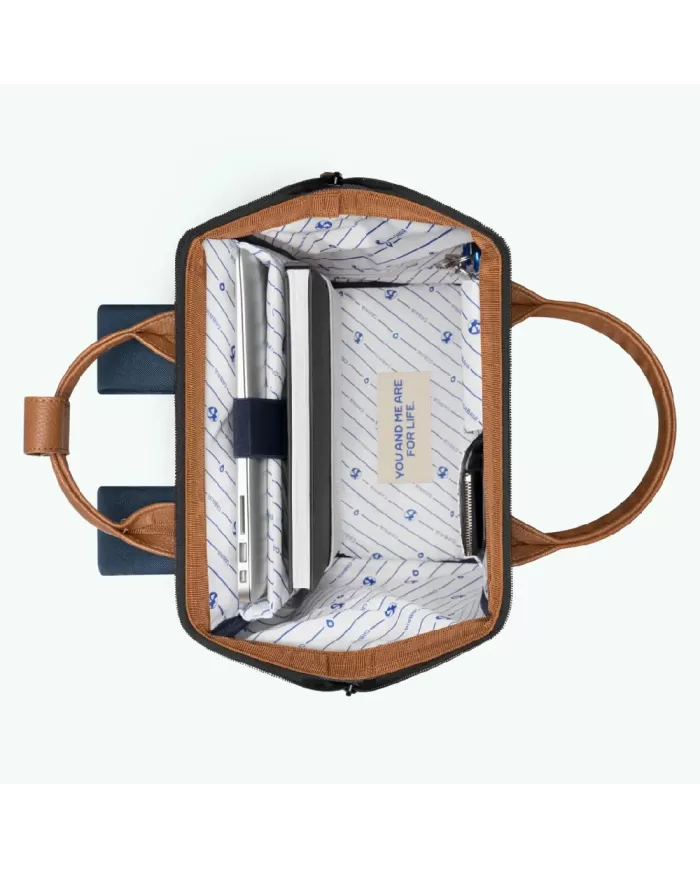 CABAIA Zaino Medio cordura Chicago Blu/Cuoio
