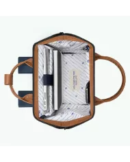 CABAIA Zaino Medio cordura Chicago Blu/Cuoio