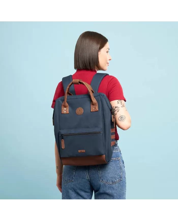 CABAIA Zaino Medio cordura Chicago Blu/Cuoio