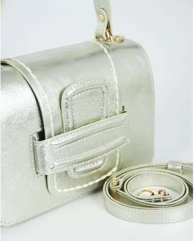 Visona Borsa piccola laminata Linda Platino