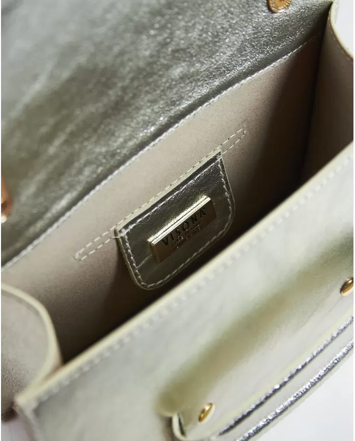 Visona Borsa piccola laminata Linda Platino