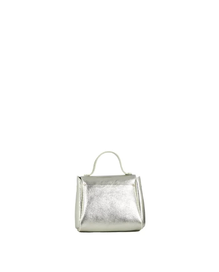 Visona Borsa bandoliera in pelle Platino