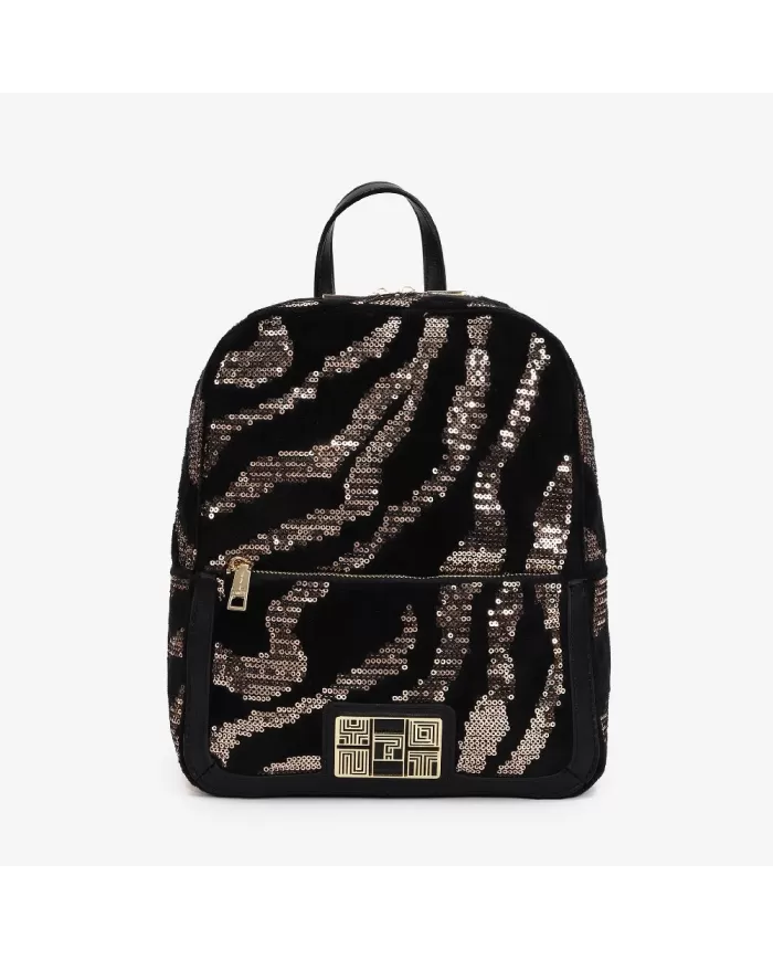 Y Not Zaino donna velluto Savage Paillettes Nero/Antracite