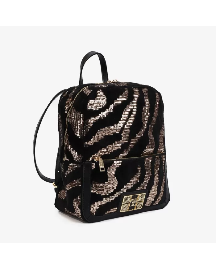 Y Not Zaino donna velluto Savage Paillettes Nero/Antracite