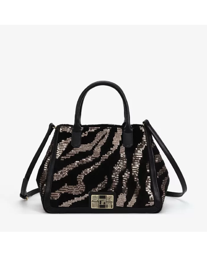 Y Not Borsa a mano velluto Savage Paillettes Nero/Antracite