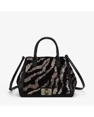 Y Not Borsa a mano velluto Savage Paillettes Nero/Antracite