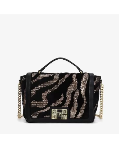 Y Not Borsa a mano velluto Savage Paillettes Nero/Antracite