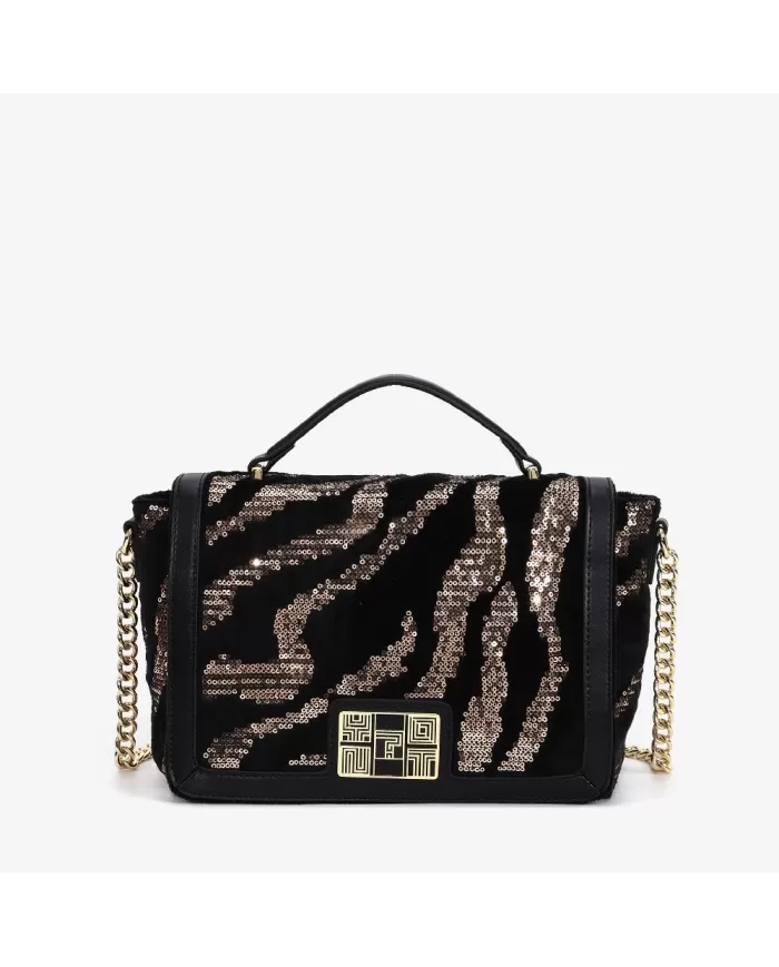 Y Not Borsa piccola velluto Savage Paillettes Nero/Antracite