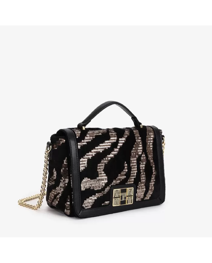 Y Not Borsa piccola velluto Savage Paillettes Nero/Antracite