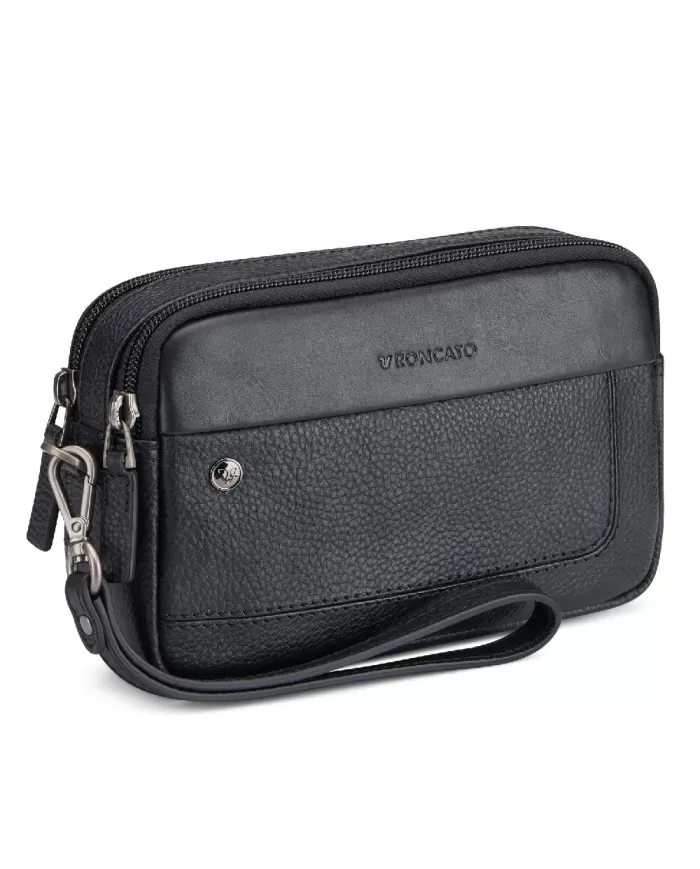 Roncato Pochette uomo in pelle Alaska Nero