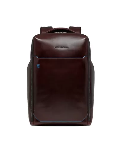 Piquadro Zaino pelle porta pc 15,6 Blue square Mogano