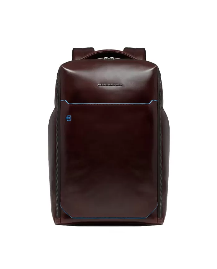 Piquadro Zaino pelle porta pc 15,6 Blue square Mogano