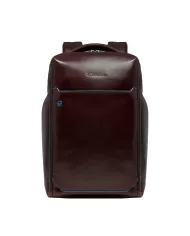 Piquadro Zaino pelle porta pc 15,6 Blue square Mogano