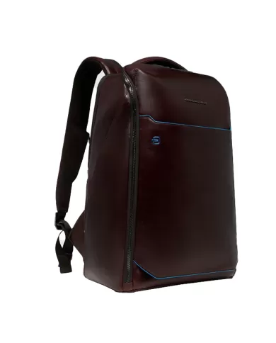 Piquadro Zaino pelle porta pc 15,6 Blue square Mogano
