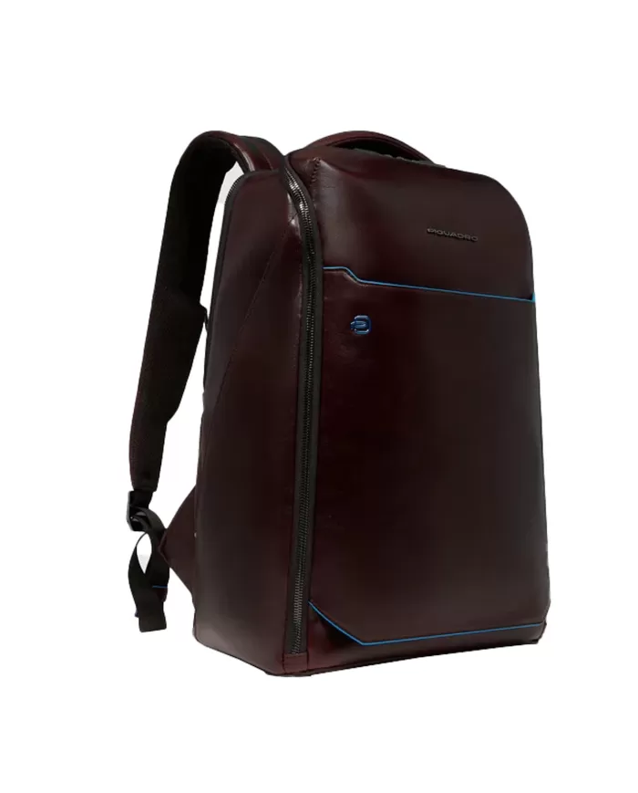 Piquadro Zaino pelle porta pc 15,6 Blue square Mogano