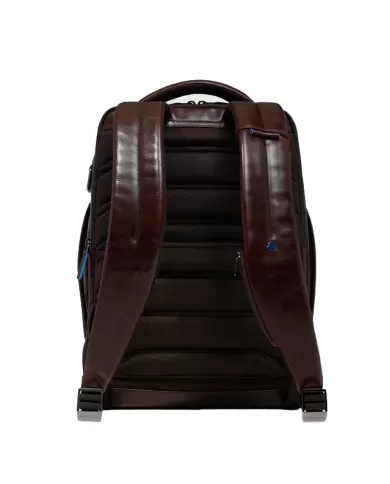 Piquadro Zaino pelle porta pc 15,6 Blue square Mogano