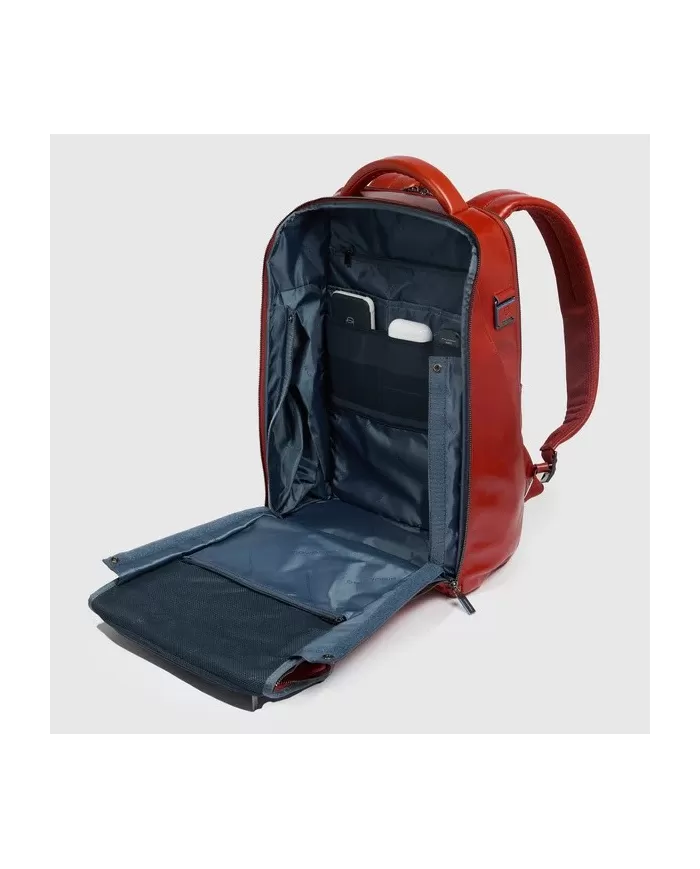 Piquadro Zaino pelle porta pc 15,6 Blue square Mogano