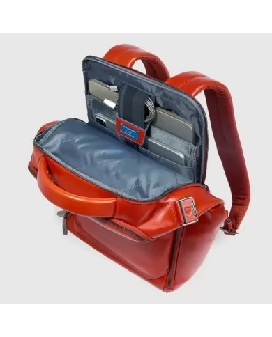 Piquadro Zaino pelle porta pc 15,6 Blue square Mogano