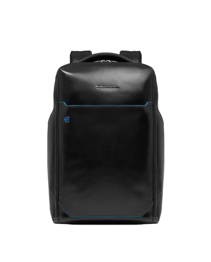 Piquadro Zaino pelle porta pc 15,6 Blue square Nero