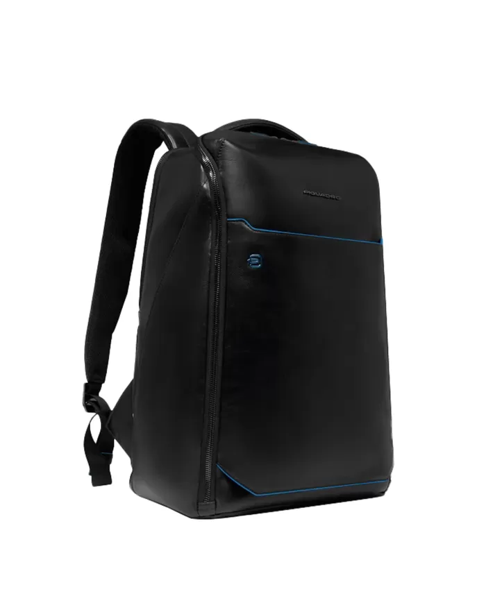 Piquadro Zaino pelle porta pc 15,6 Blue square Nero