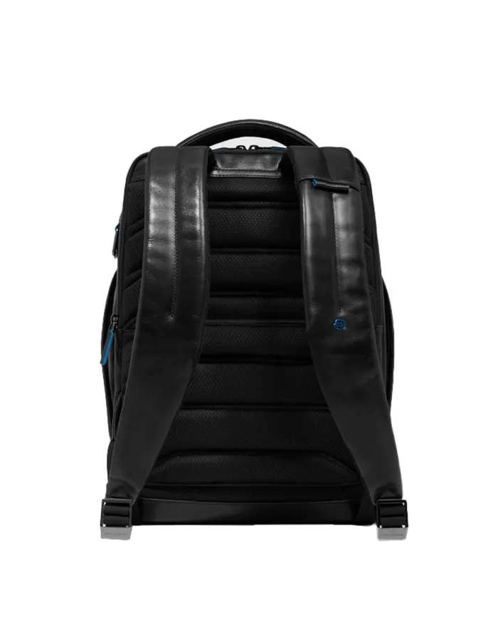 Piquadro Zaino pelle porta pc 15,6 Blue square Nero