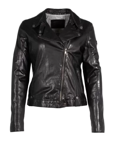 Mauritius Giacca chiodo donna in pelle Nero
