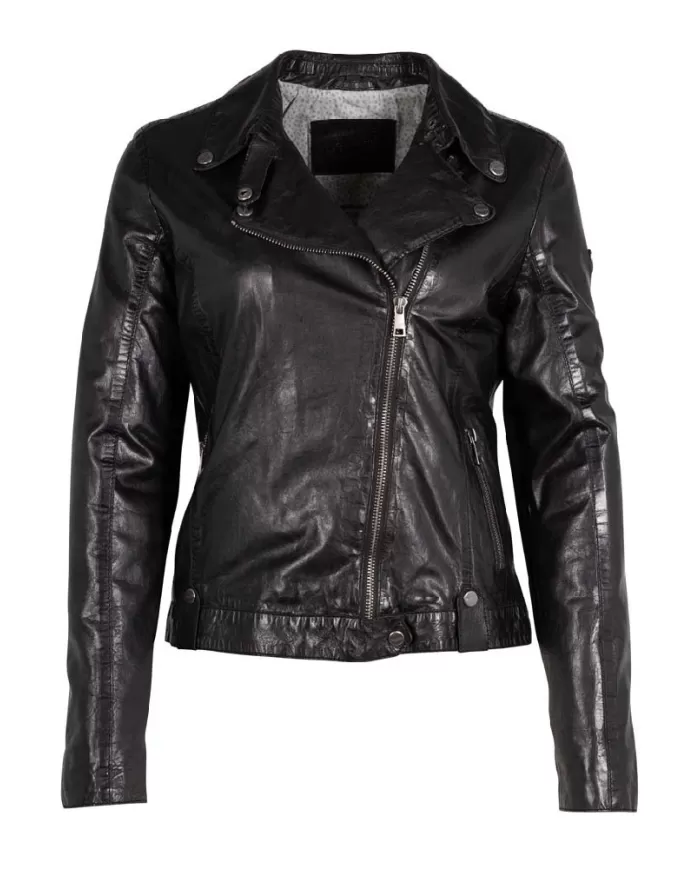 Mauritius Giacca chiodo donna in pelle Nero