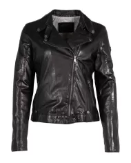 Mauritius Giacca chiodo donna in pelle Nero