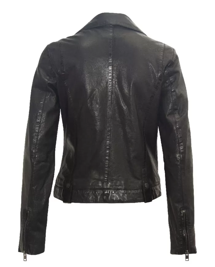 Mauritius Giacca chiodo donna in pelle Nero