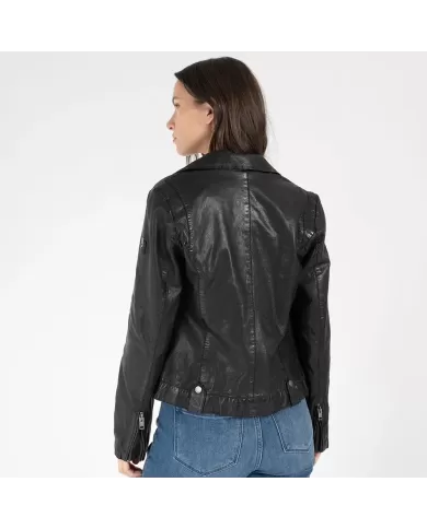 Mauritius Giacca chiodo donna in pelle Nero