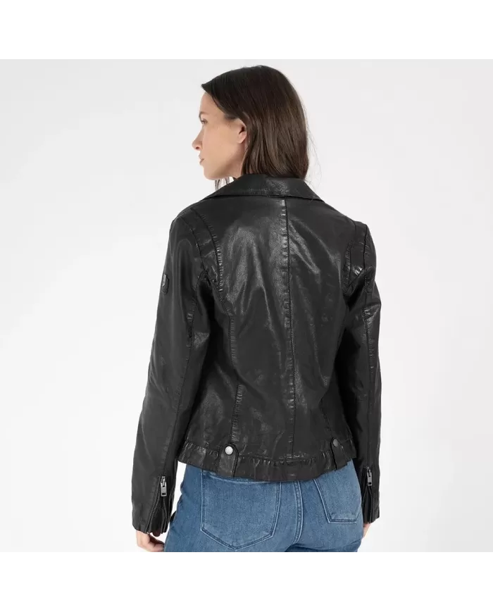 Mauritius Giacca chiodo donna in pelle Nero
