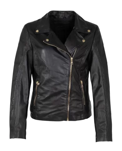 Mauritius Giacca chiodo donna in pelle Nero