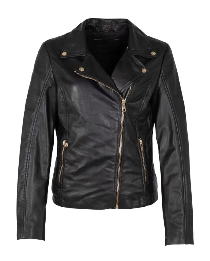 Mauritius Giacca chiodo donna in pelle Nero